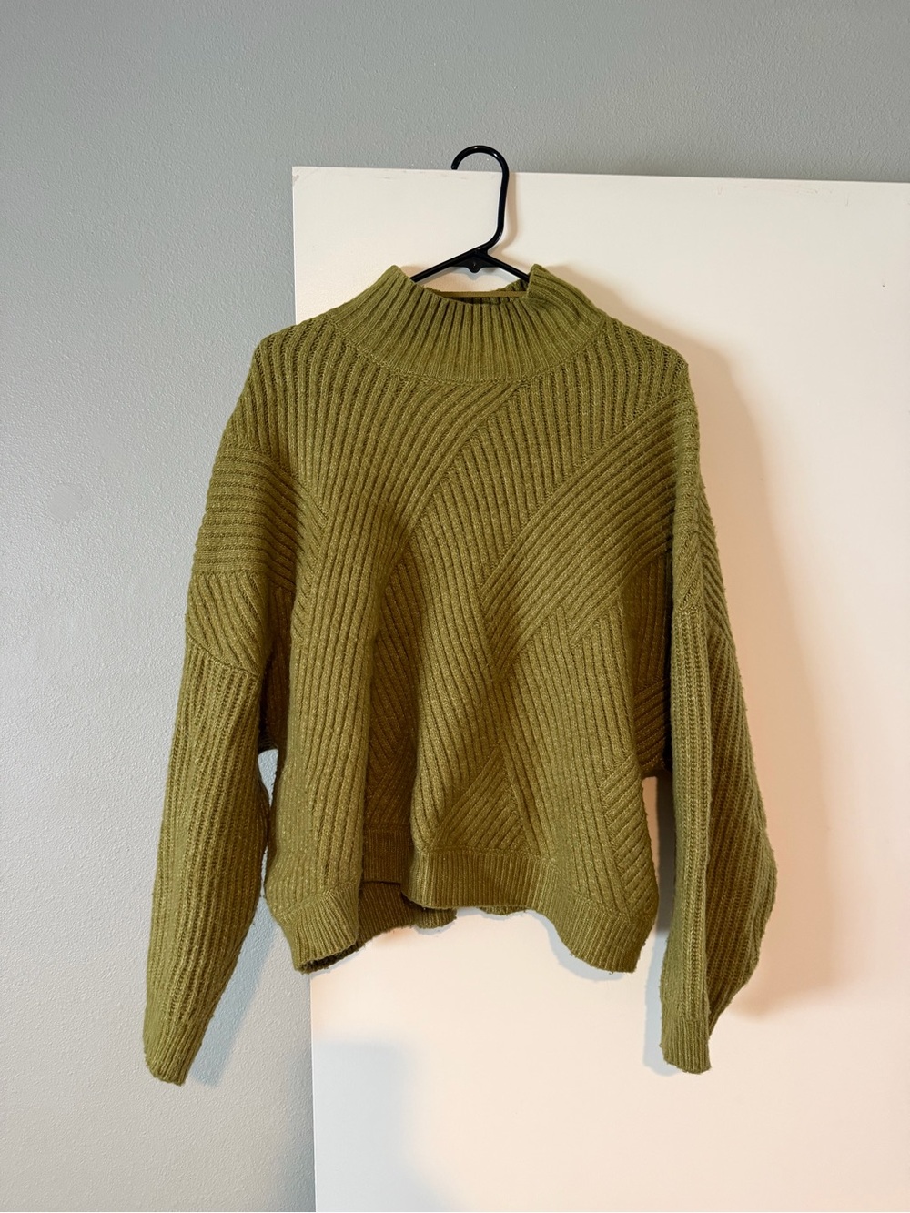 Olive Ribbed Mock Neck Sweater